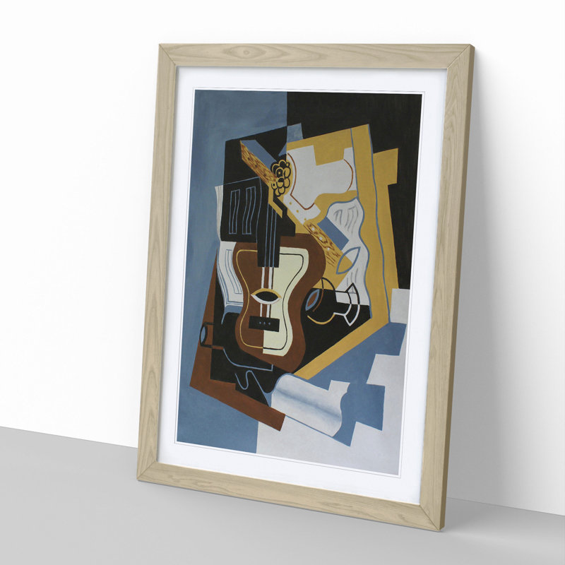 Guitar with Clarinet by Juan Gris - Framed Print, 36cm H x 27cm W x 2cm D, Oak Framed