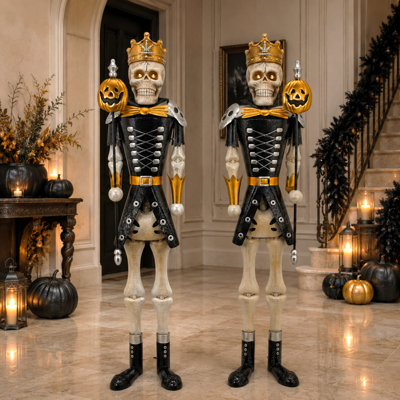 Set of 2 Assorted Standing Gold Ancient Skeleton Sentry Soldiers - Metztli & Itzli