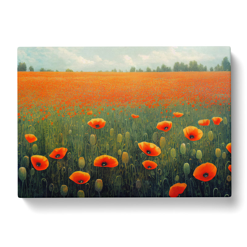 Staggering Poppy Field Flowers - Wrapped Canvas