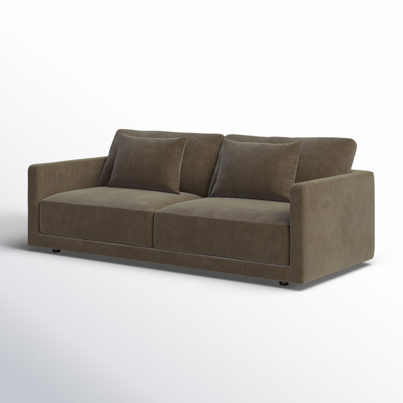 Canapé rembourré Kenji, Chenille performance vert olive