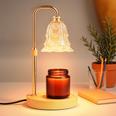 Bougie chauffe-lampe avec minuterie et gradateur, chauffe-cire électrique pour bougies parfumées avec 5 réglages de luminosité, lampe anti-reflets à hauteur réglable, décoration intérieure, cadeau pour Noël, anniversaire