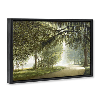 Tree Canopy over Path Gray Framed Floater Canvas Wall Art, design by BRUCE NAWROCKE