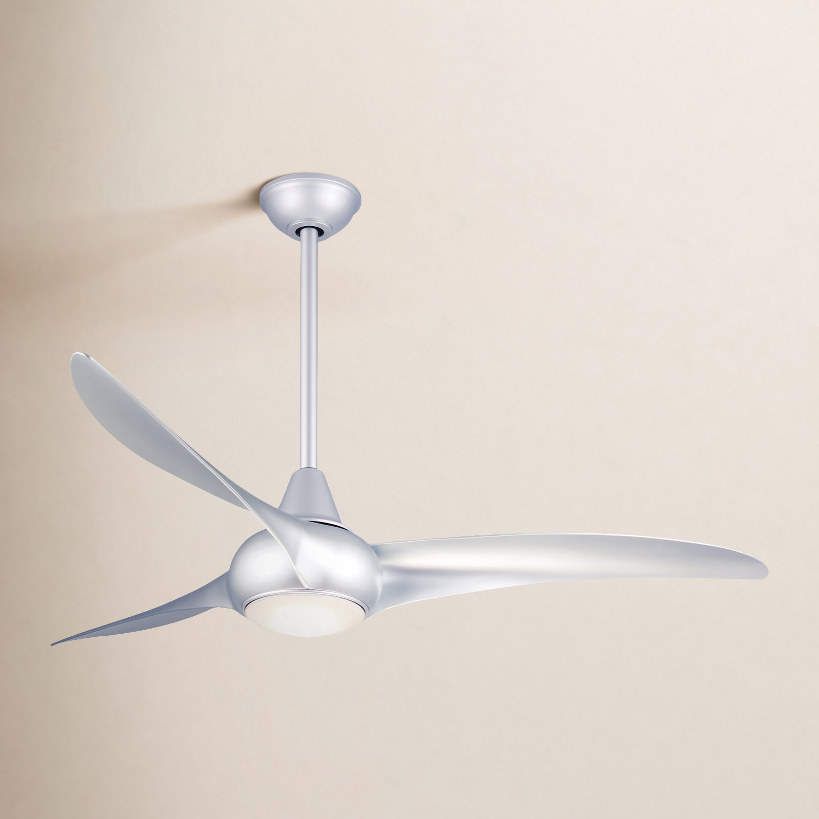 52" Wave 3 - Blade LED Propeller Ceiling Fan with Remote Control and Light Kit Included, Silver