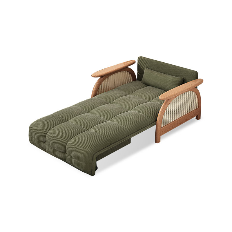 Petit salon en osier avec canapé-lit convertible, H 37,01 po x l 40,16 po x P 38,58 po