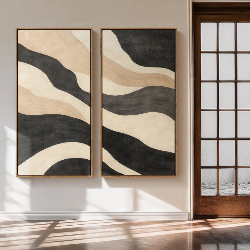 «Mon Wave Wave Flow», ensemble de 2 reproductions d'art murales encadrées sur toile 60 po x 2 pièces, 60 po x 30 po x 2 pièces