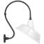 Thomas O'Brien, "Academy 15" Larrabee Barn Light in Matte Black with 12.5" White Tilted Bowers Shade-327116235-327116236