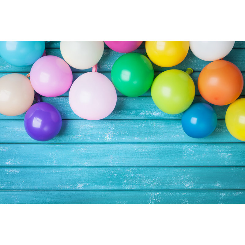 Colourful Balloons on Table 1 Piece Wrapped Canvas Wall Art, 30cm H x 46cm W