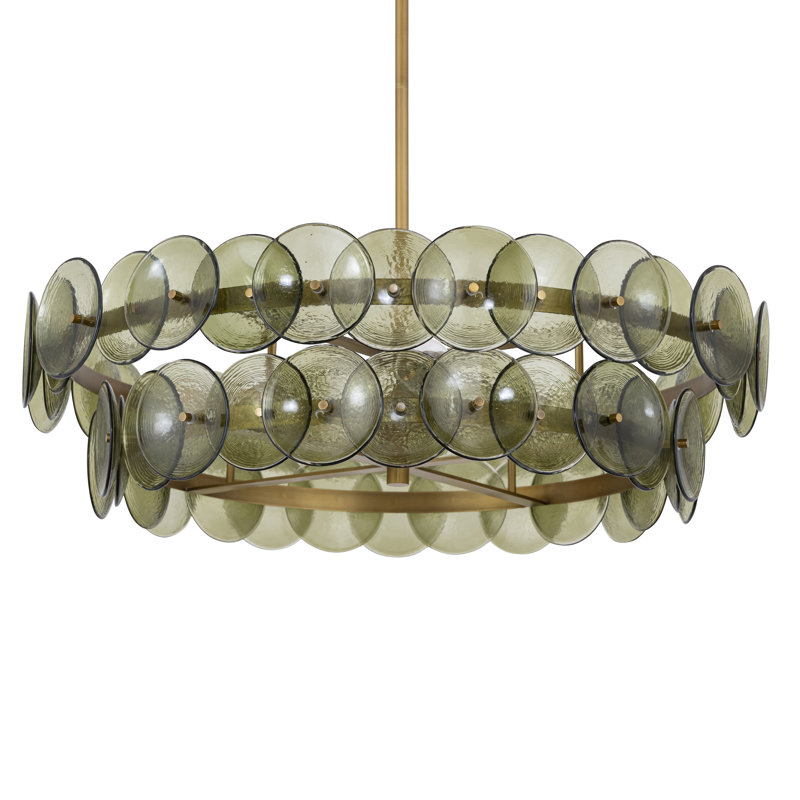 Loren-Multi-Tier Chandelier, Weathered Brass/Green Vintage