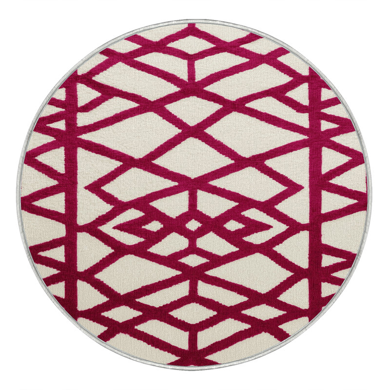 Machine Washable Trellis Beige Area Rug, Round 3'