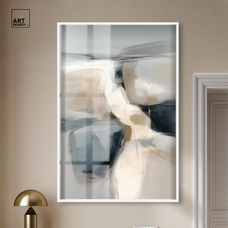 «Custer II Shadowbox Print Boho Abstracts» par Art Remedy, cadre blanc, 36 x 54, H 55 po x l 37 po, Cadre blanc