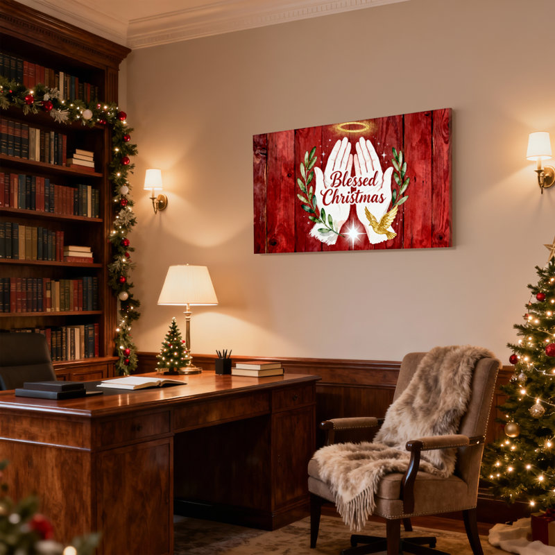 «Christmas Blessed Christmas Hands», ensemble de 3 impressions sur toile Laurel, H 20 po x l 30 po