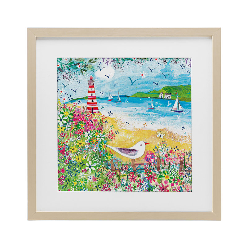 Summer Whimsy Seaside, reproduction encadrée sous verre, conception de Clare Tupper, H 16 po x l 16 po