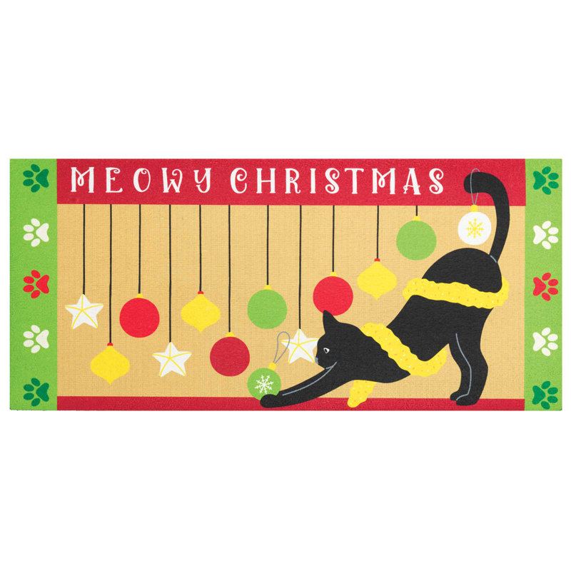 Doormat Insert Cat Meowy Christmas 22x10