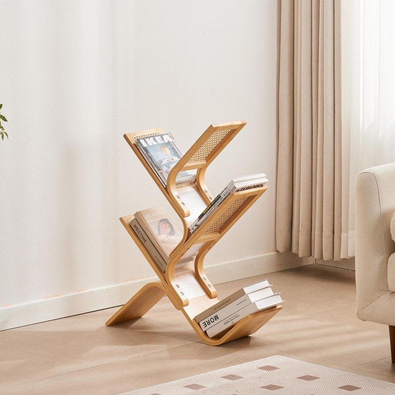58.9cm W Bamboo / Rattan Bookcase, (4 Shelves) 61cm H x 58.9cm W x 20.1cm D
