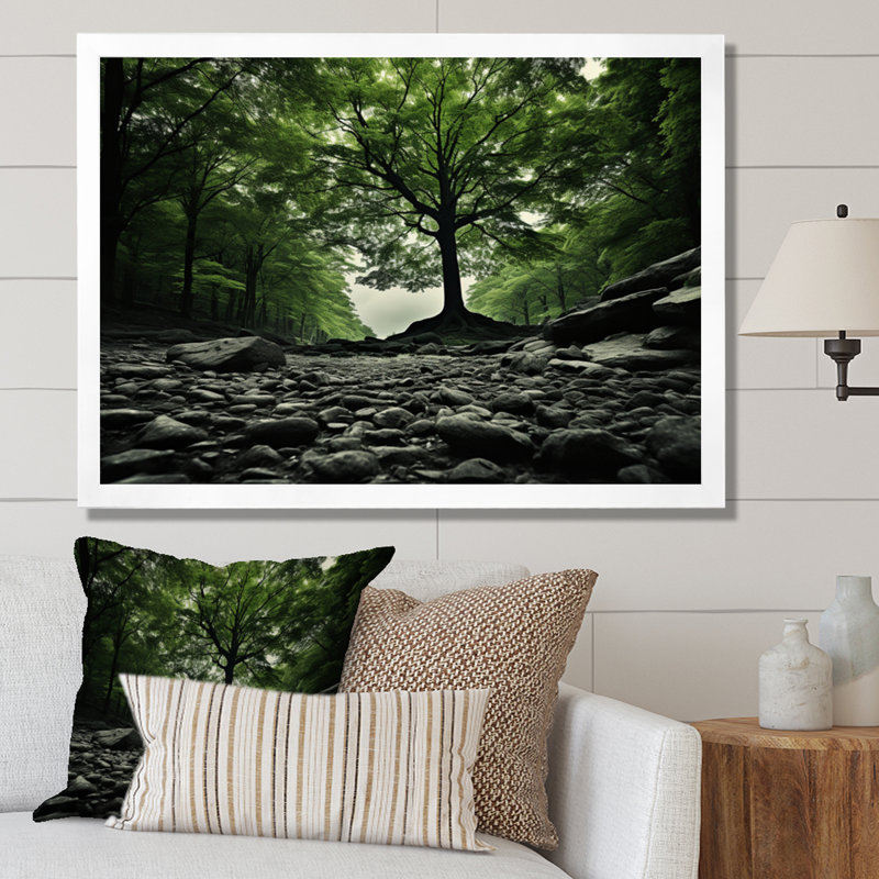 Blendi " Green Forest Mystical Shadows ", H 12 po x l 20 po x P 1 po, Cadre simple blanc