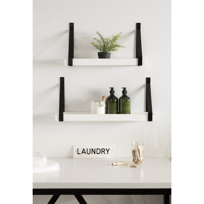 Tablette décorative en bois massif 2 pièces Glenbrook, Blanc