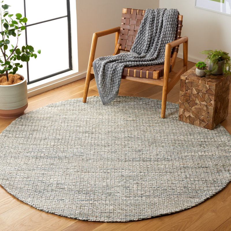 Zaragoza Hand Loomed Jute And Cotton With Latex Solid Color Rug, Round 6'