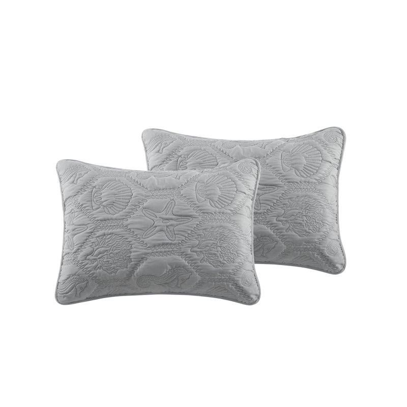 Gray Full Organic Microfiber Reversible Quilt Set