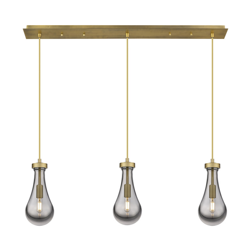 Scholten 3 - Light Cluster Pendant, Brushed Brass, Light Smoke