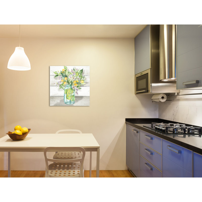 «Mason Jar With Lemons And Blossoms», toile tendue par August Grove®, H 12 po x l 12 po x P 1,5 po