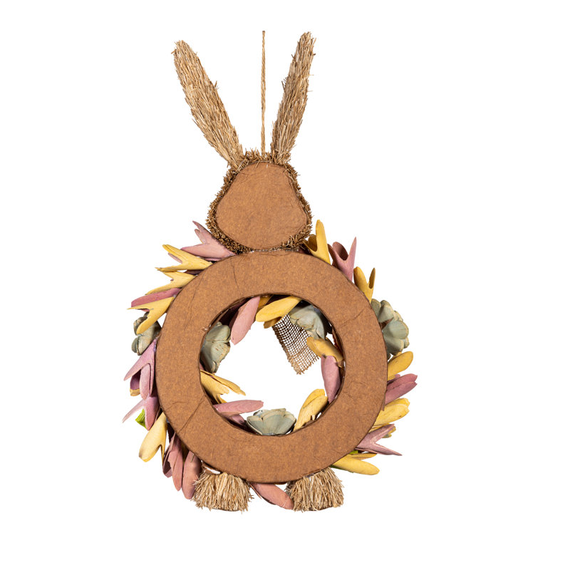 Faux Floral Bunny with Carrots Hanging Décor, 17,75in H