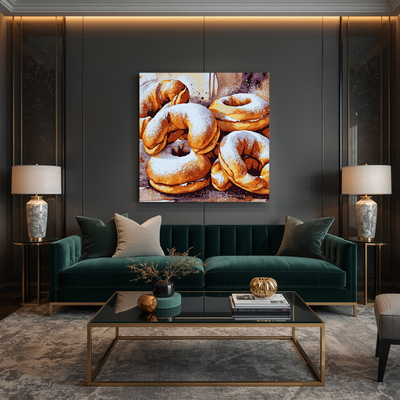 Art mural sur toile, "Desserts Beignets" gris, H 12 po x l 12 po