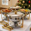 Plats de réchaud ronds pour ensemble de 4 buffets, ensembles de réchaud 6QT et réchauds à buffet avec 4 pinces, réchauds dorés pour les rassemblements de fêtes