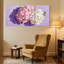 Fleurs d'hortensia sur fond mauve, ensemble de 3 impressions sur toile-320933336