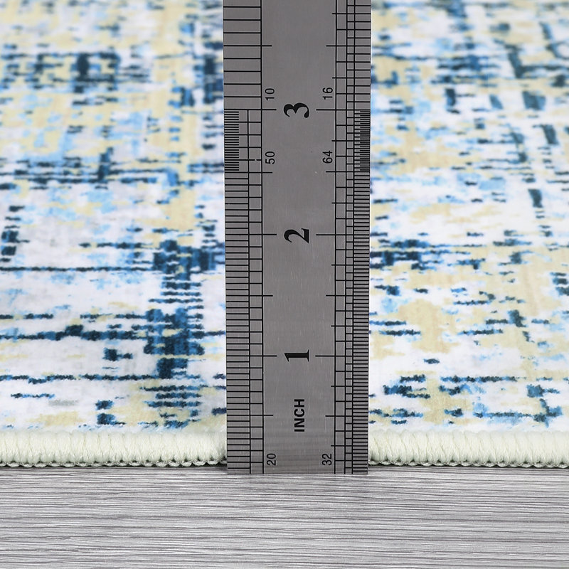 Abstract Machine Washable Area Rug Low Pile Non Slip Modern Rug Foldable Stain Resistant Carpet for Living Room Bedroom Indoor Ultra Thin Mat
