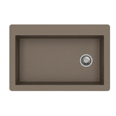33" Truffle Granite Composite Sink Drop-In/Undermount Side Drain Single Bowl Kitchen Sink