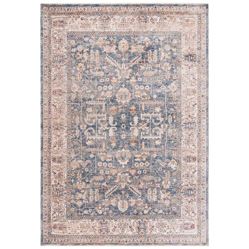 Tapis bleu clair / ivoire tissé à la machine Ralph Lauren Sidney, Rectangle 5 pi 3 po x 7 pi 6 po