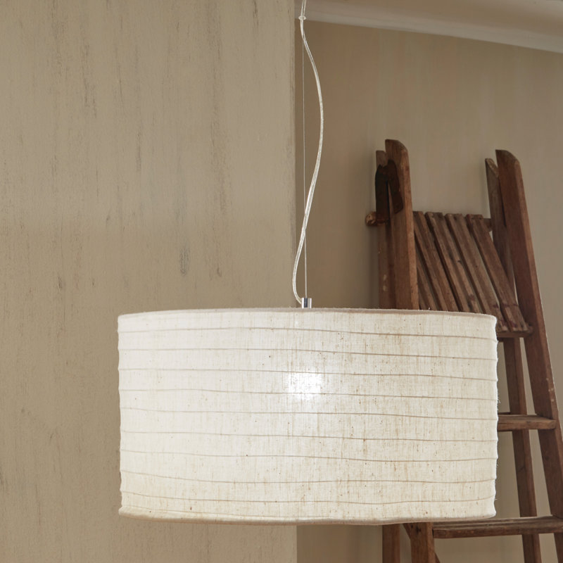 Camborne 25cm H Linen Drum Pendant Shade ( Uno ), White