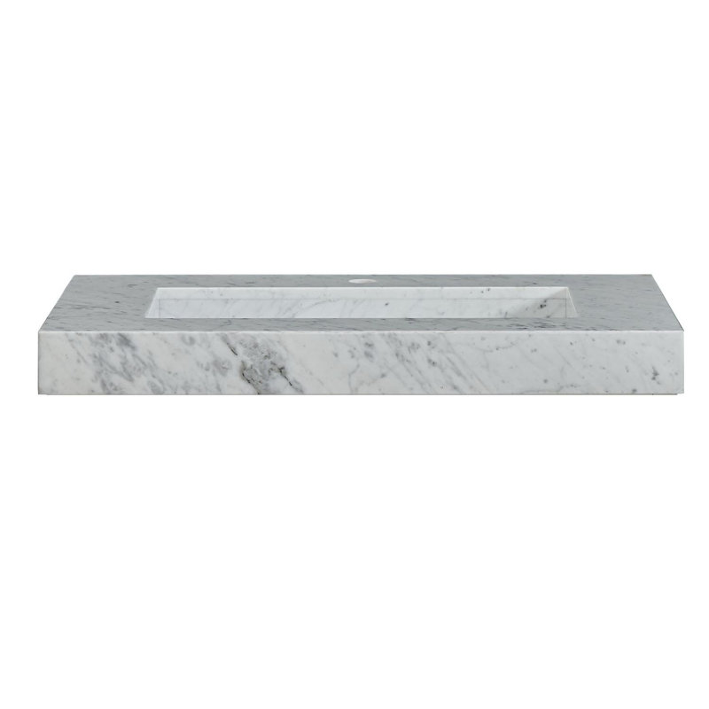 Plateau de meuble-lavabo simple 36 po avec lavabo, Marbre blanc de Carrare