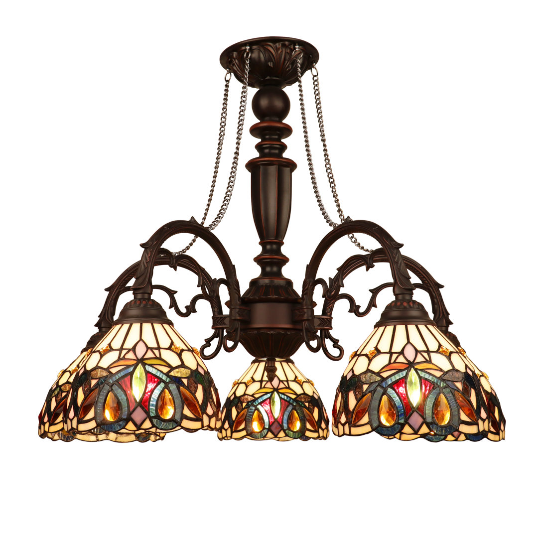Victorian 5 - Light Glass Dimmable Classic / Traditional Chandelier Chloe Lighting