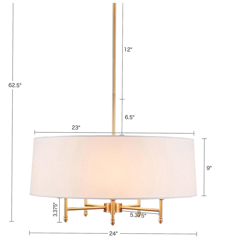 5-light drum-shaped ceiling light with white lampshade