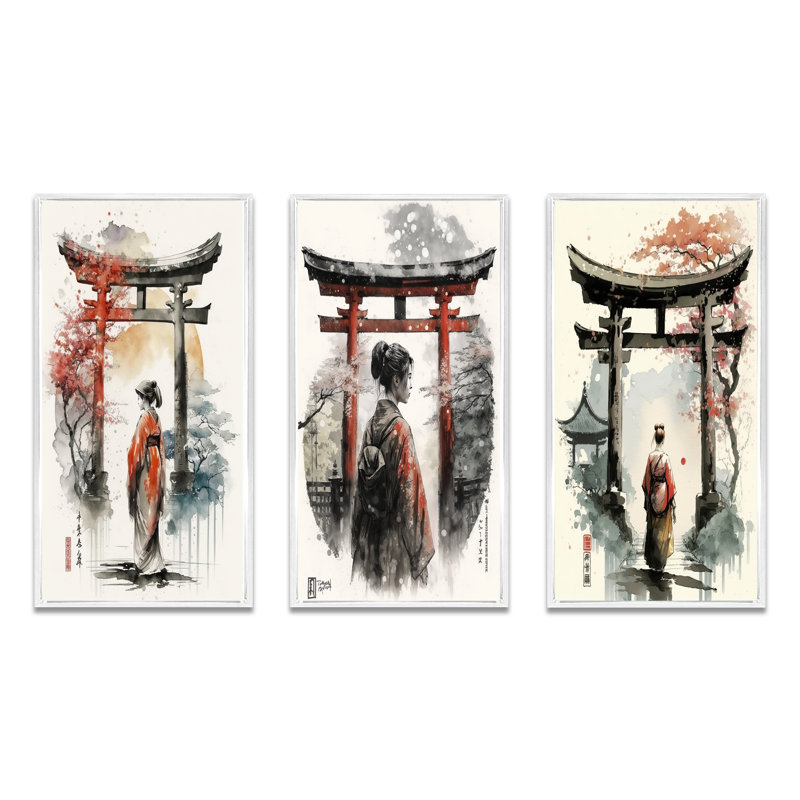 «Asian femelle», 3 pièces sur toile, Blanc, H 40 po x l 60 po