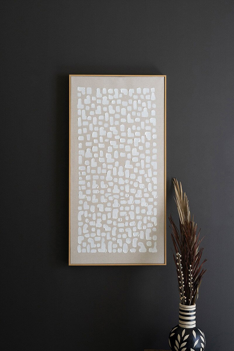 Khaki and White Abstract Framed Painting