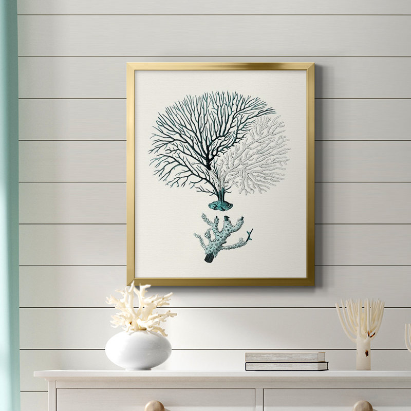 Toile encadrée antique de qualité supérieure corail III - prête à être accrochée, Or, H 24 po x l 20 po