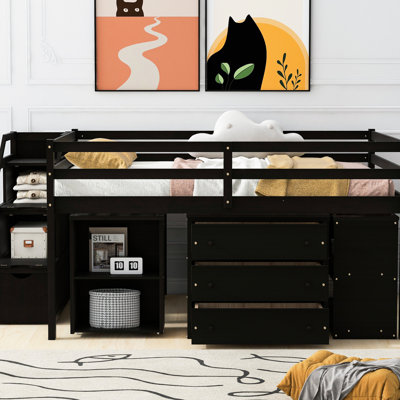 Loft Bed With 3 Drawers & Versatile Desk, , For Home Use Adjustable Decorative Purpose
