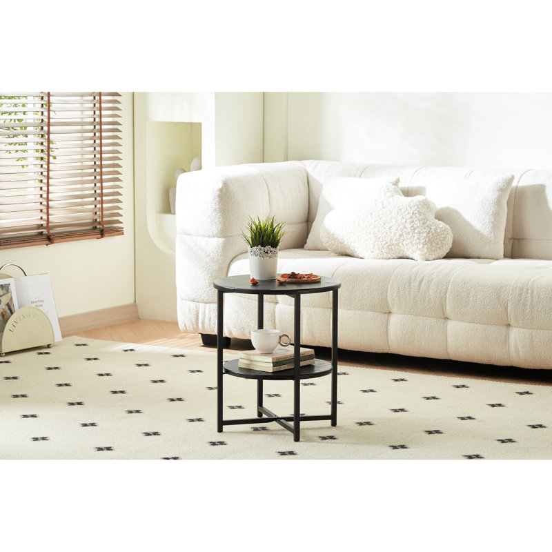 2 - Petite table de chevet ronde noire, pouvant servir de table basse dans le salon, décorée pour les espaces restreints, peu encombrante et multifonctionnelle, facile à assembler, en fer + 15,9 po de largeur, 18,77 po de profondeur