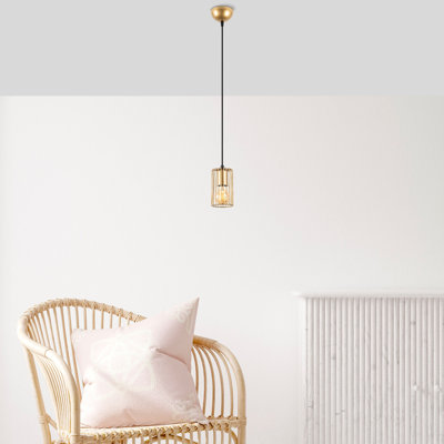 Elegant Gold Chandelier, Adjustable Height, 3.5 x 3.5 x 49.6 Inches | Metal Body with 3.9-Inch Base Plate | E27 Socket, Max 40W | Modern Glam Design for Living Room, Dining Room & Entryway | IP20 Rated