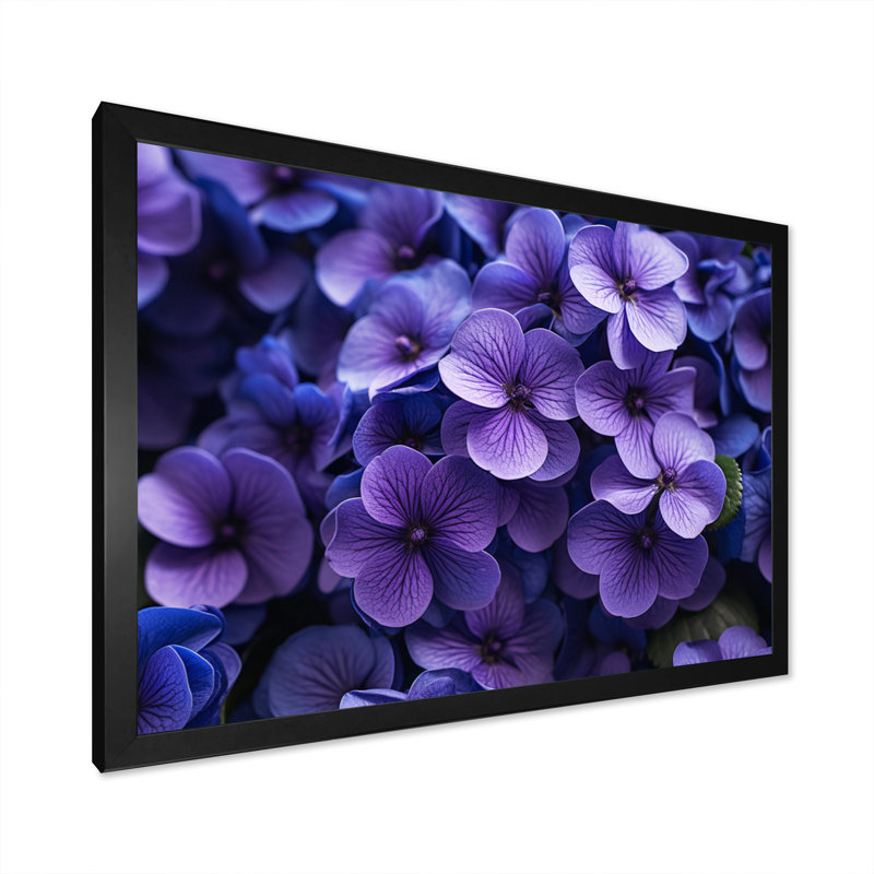 Violets Whispering Photo IV - Décoration murale florale, H 34 po x l 44 po x P 1,5 po, Cadre simple noir