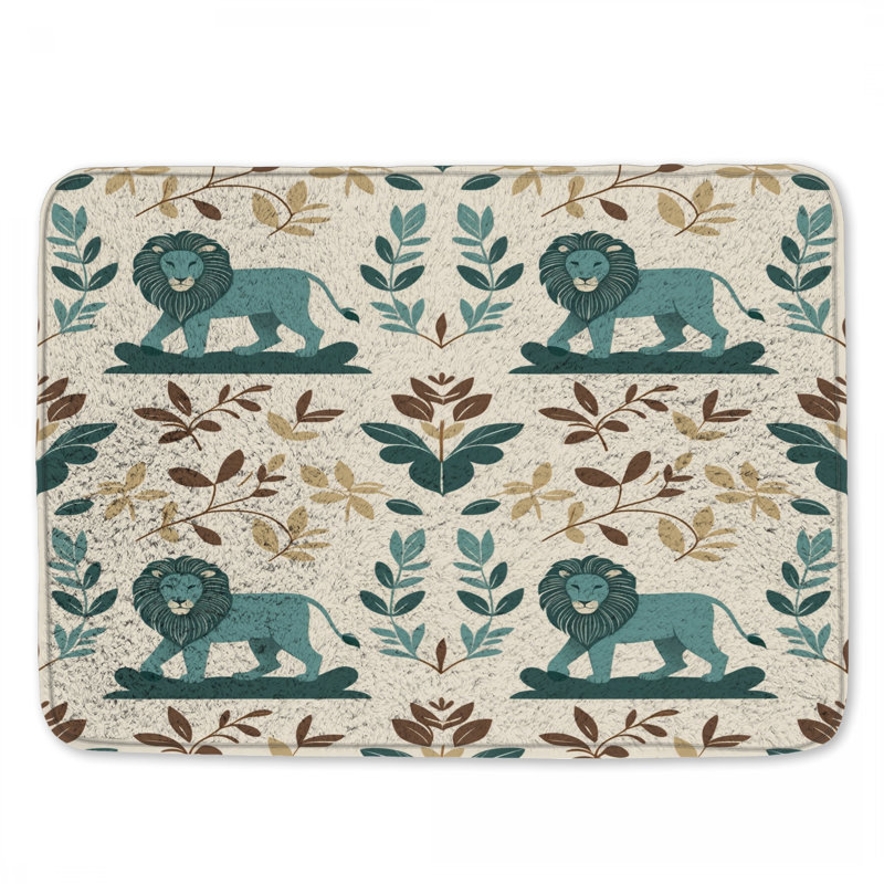 Tapis de bain illustré Lions And Leaves, L 24 po x L 17 po