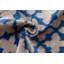 Coussin en velours fait à la main - 16 po x 24 po, teint naturellement végétal, avec duvet de plumes de qualité supérieure - motif treillis bleu et marocain, décoration luxueuse
