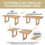 Table de salle à manger à rallonge en bois de 60 à 78 po, table de cuisine rustique naturelle avec rallonge amovible de 18 po, pieds en bois d'hévéa massif pour 4 à 8 personnes-1815258673