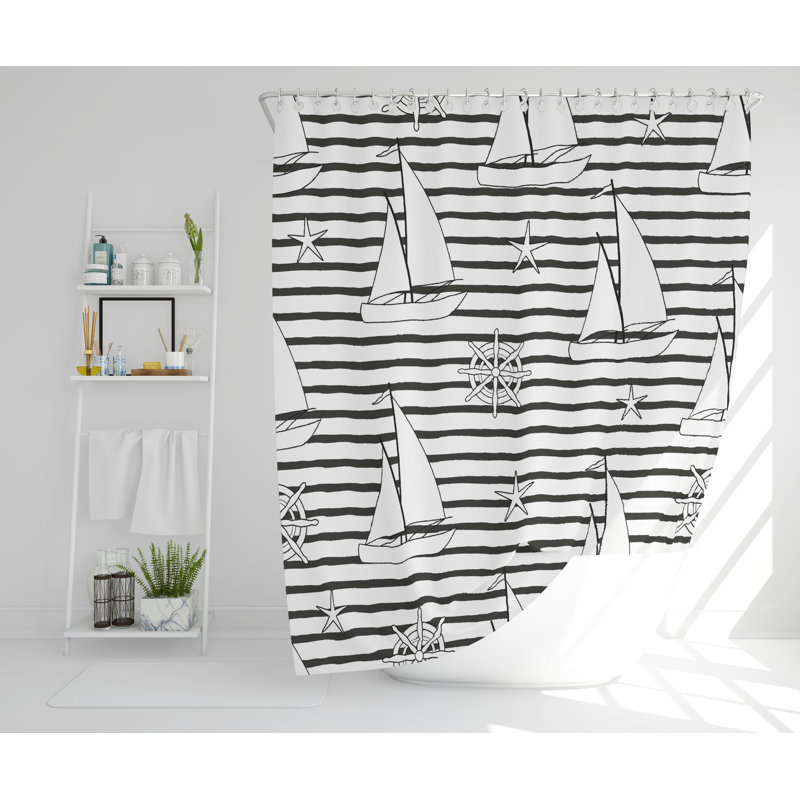 Nadia Polyester Shower Curtain Set, 168cm H x 168cm W
