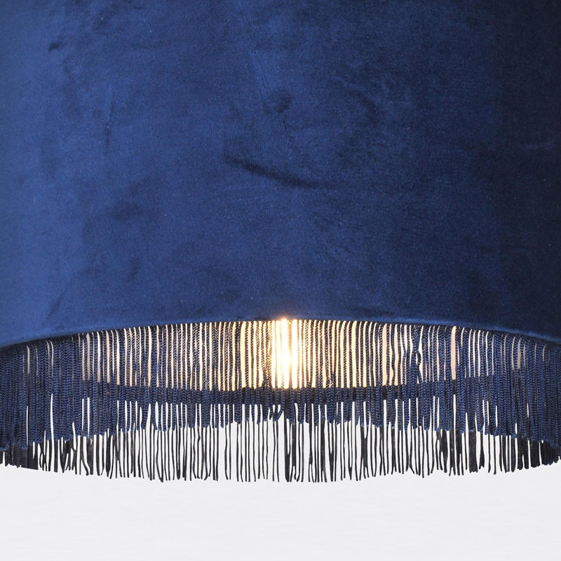 23cm H Fabric Drum Pendant Shade, Navy/Chrome