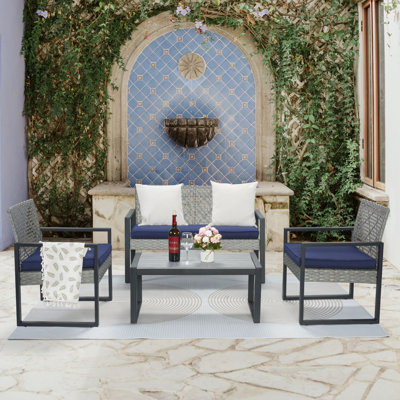 Ensemble de meubles de patio 4 pièces avec balcon et véranda