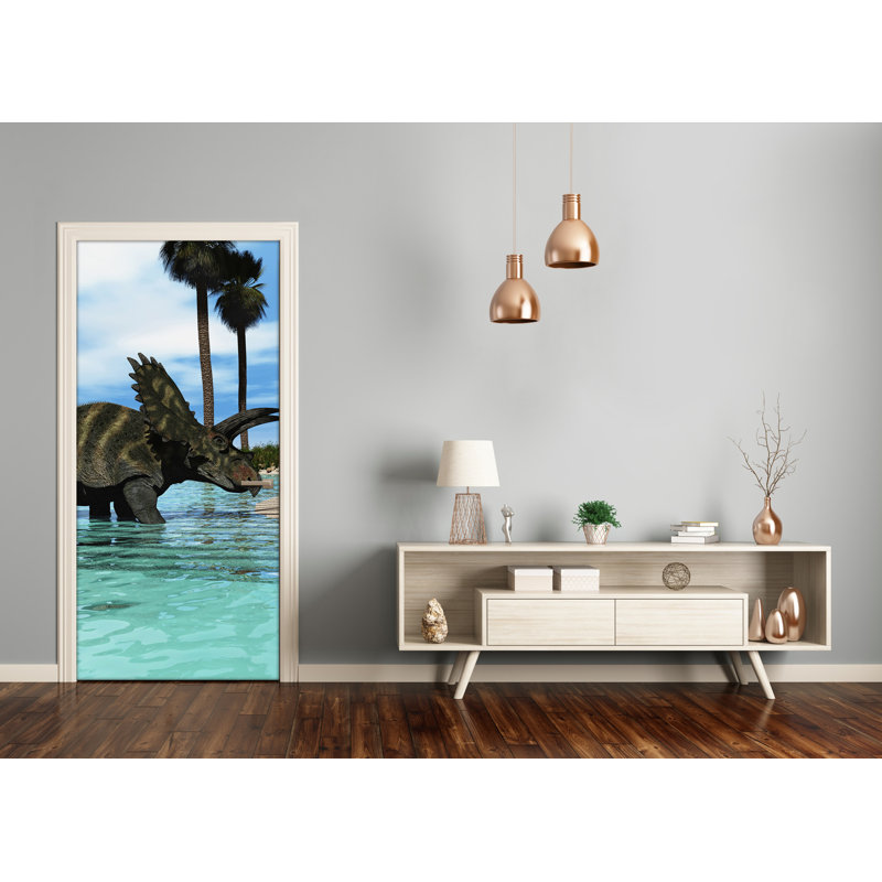 Dinosaur Beach Door Decal