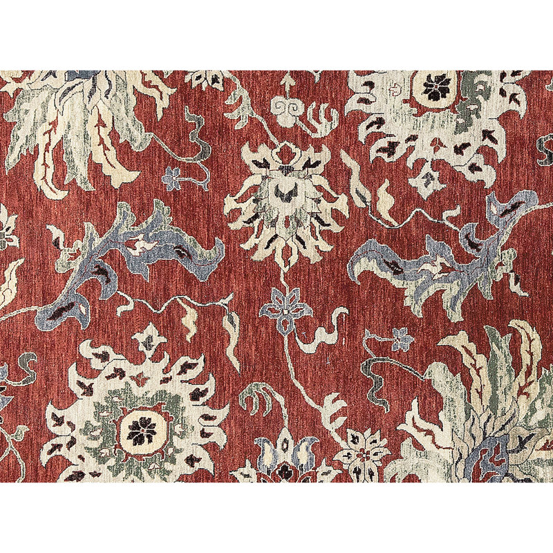 Tapis rouille et beige noué à la main de haute qualité